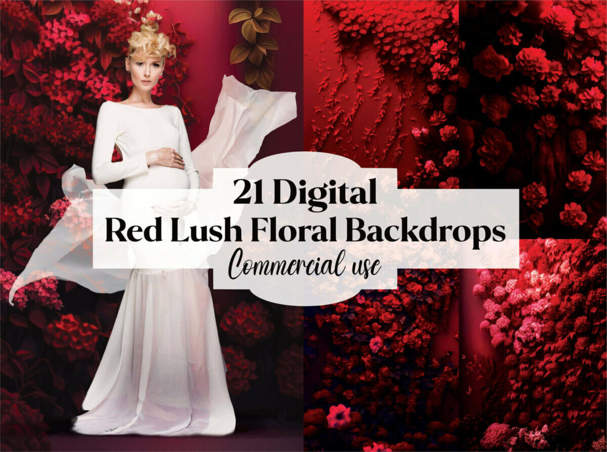 21 Red Flower Backdrops Bundle