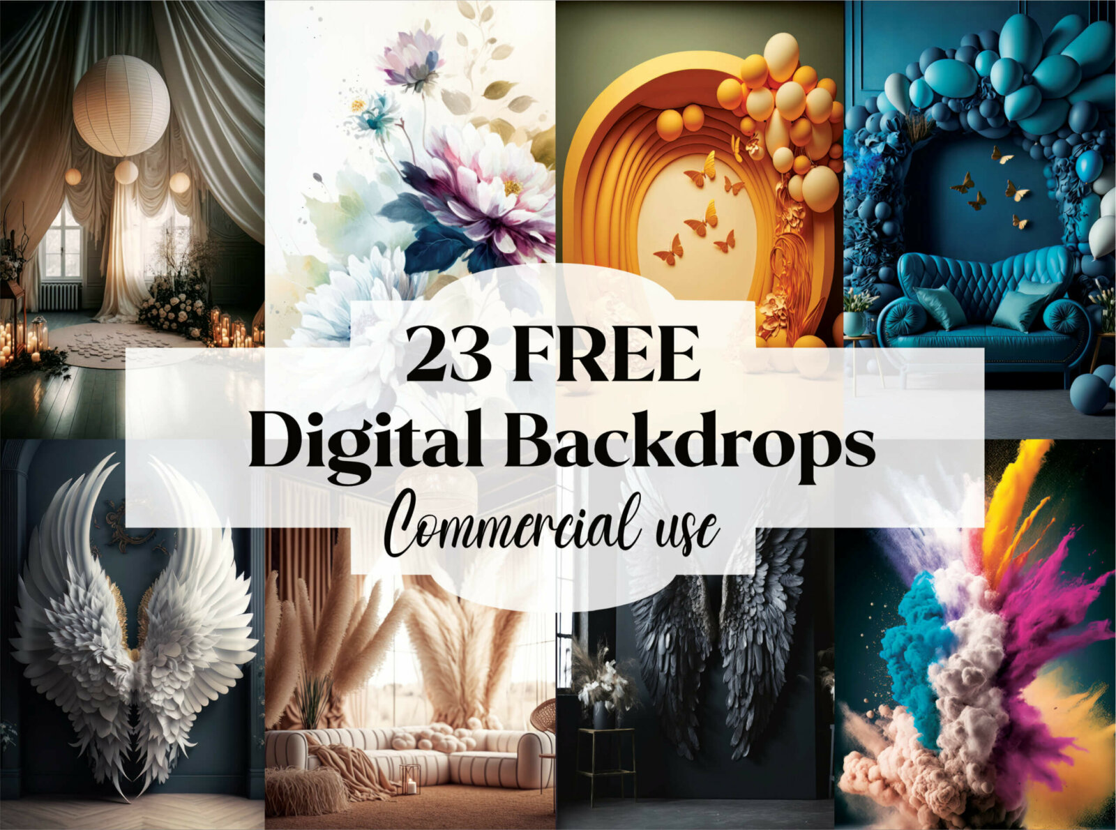 23 Free Digital Backdrops Essential Bundle